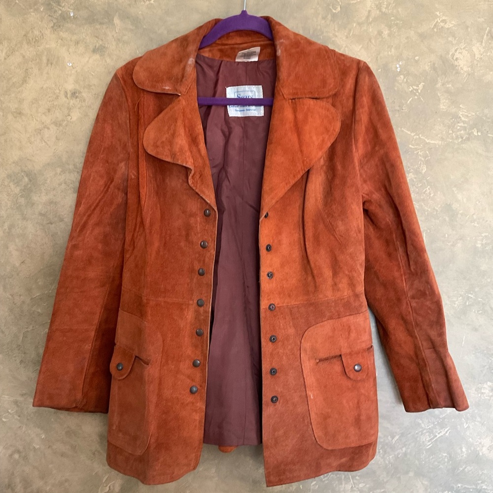 Vintage 60s 70s Opera Snap Front Suede Coat - Picture 2 of 8
